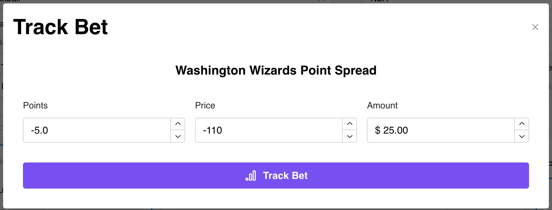 Track Bet Modal